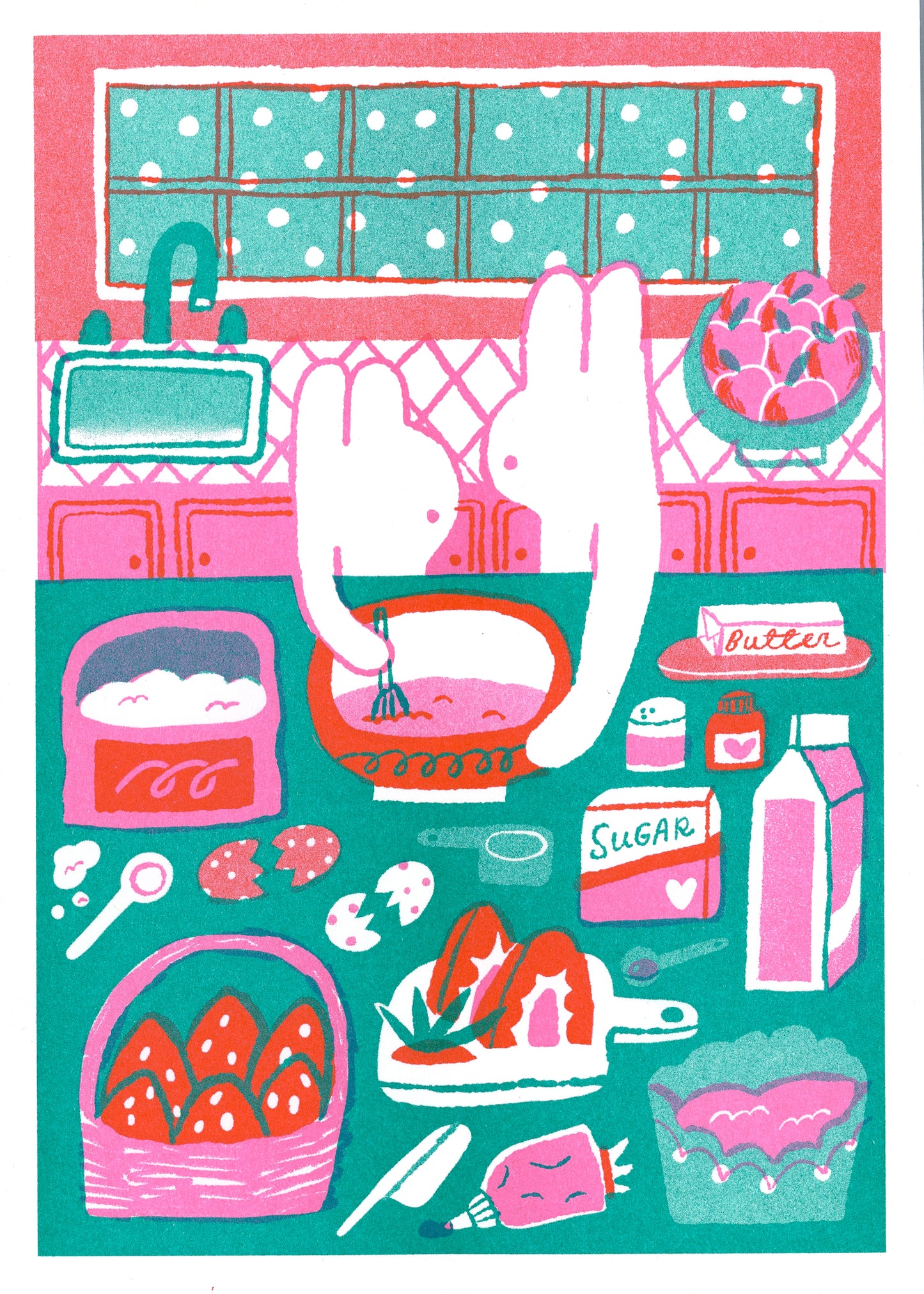 'Baking a Cake with You' Riso Print ~ 5x7