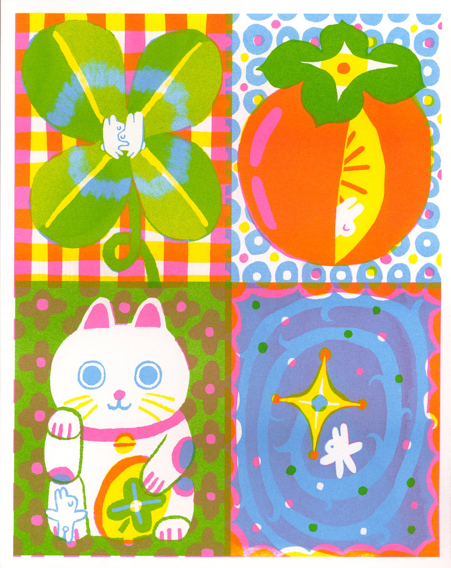 'A Lucky Life' Risograph Print ~ 8x10