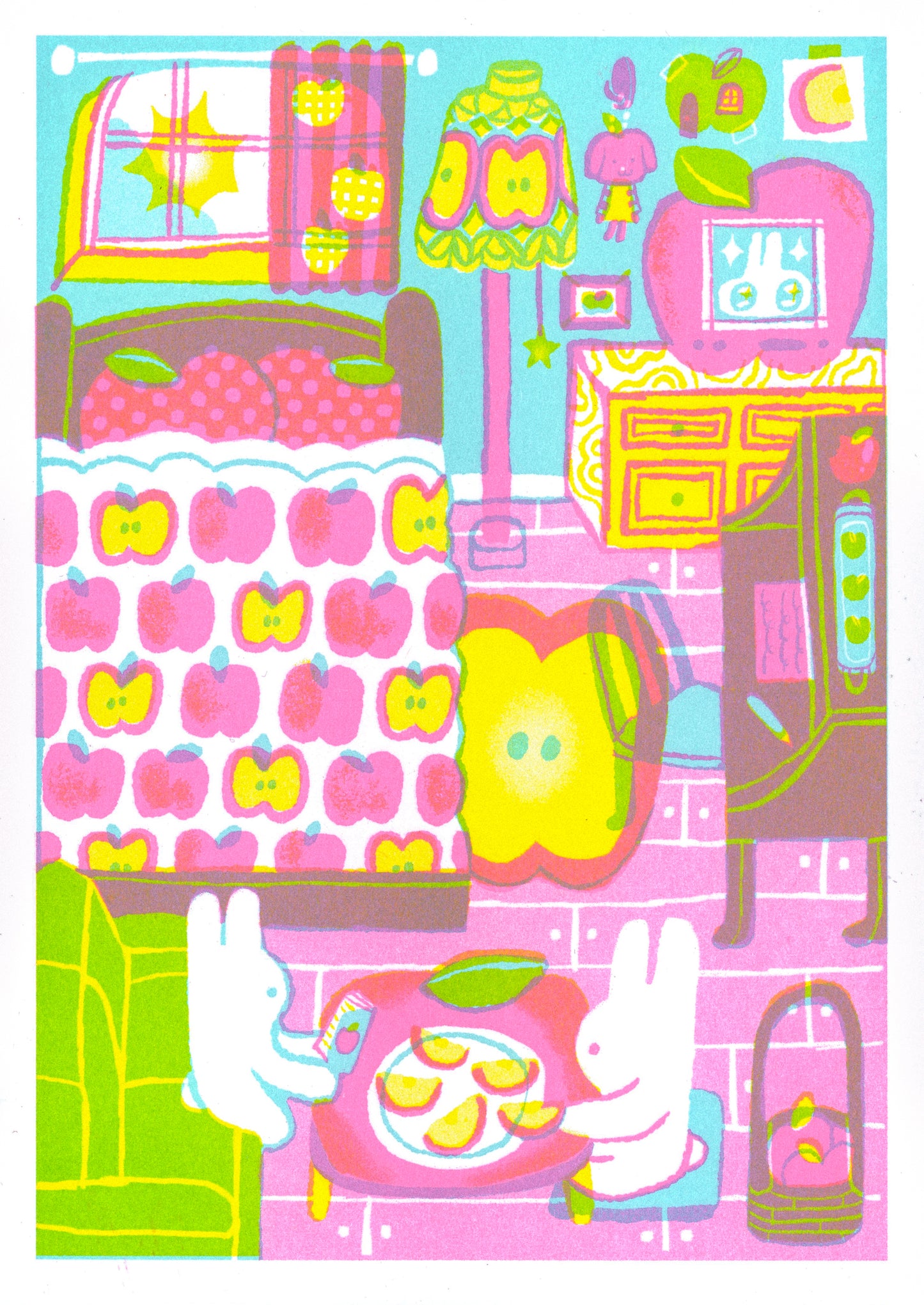 'Our Apple Room' 5x7 Risograph Print