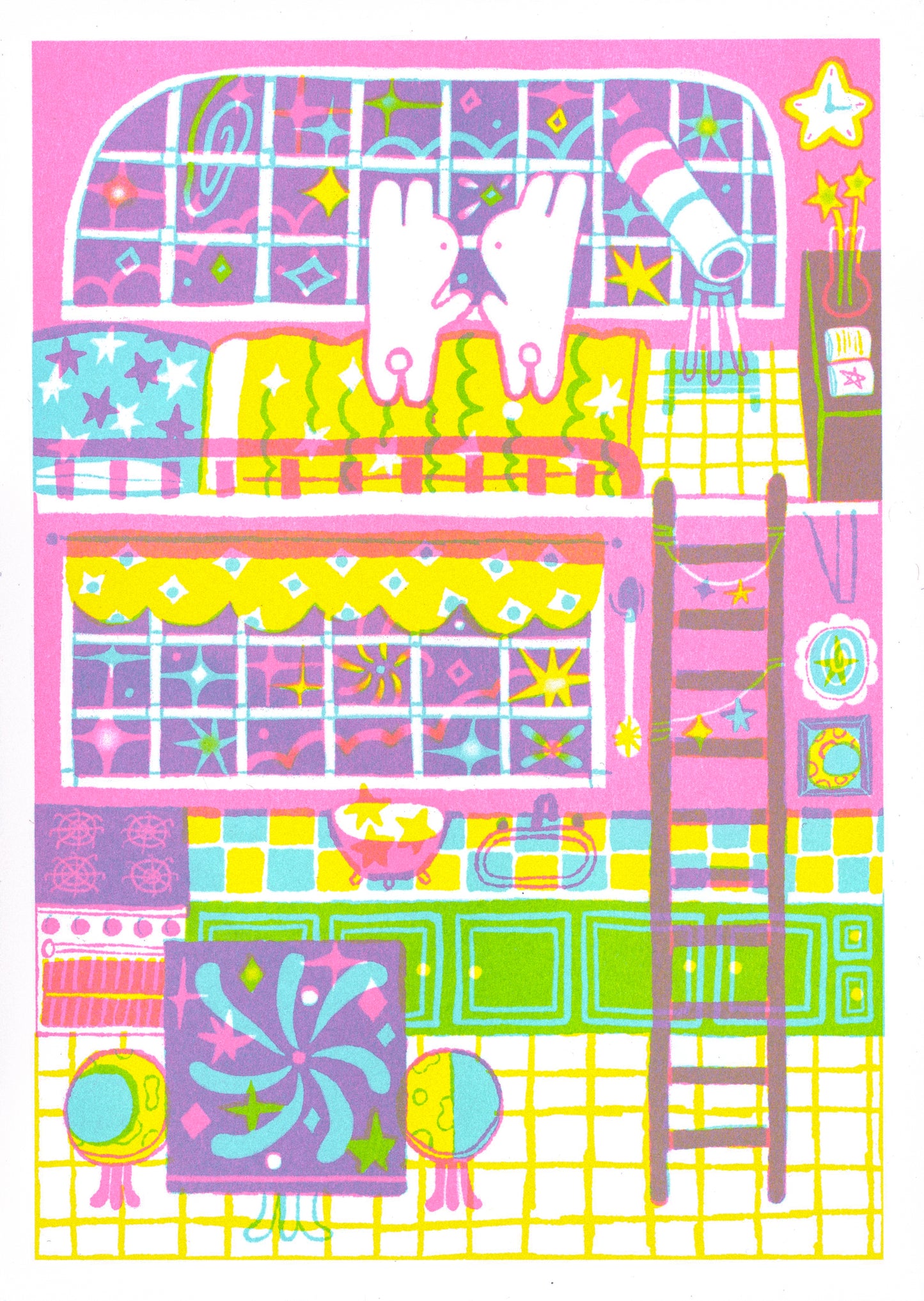 'Our Celestial Room' 5x7 Risograph Print
