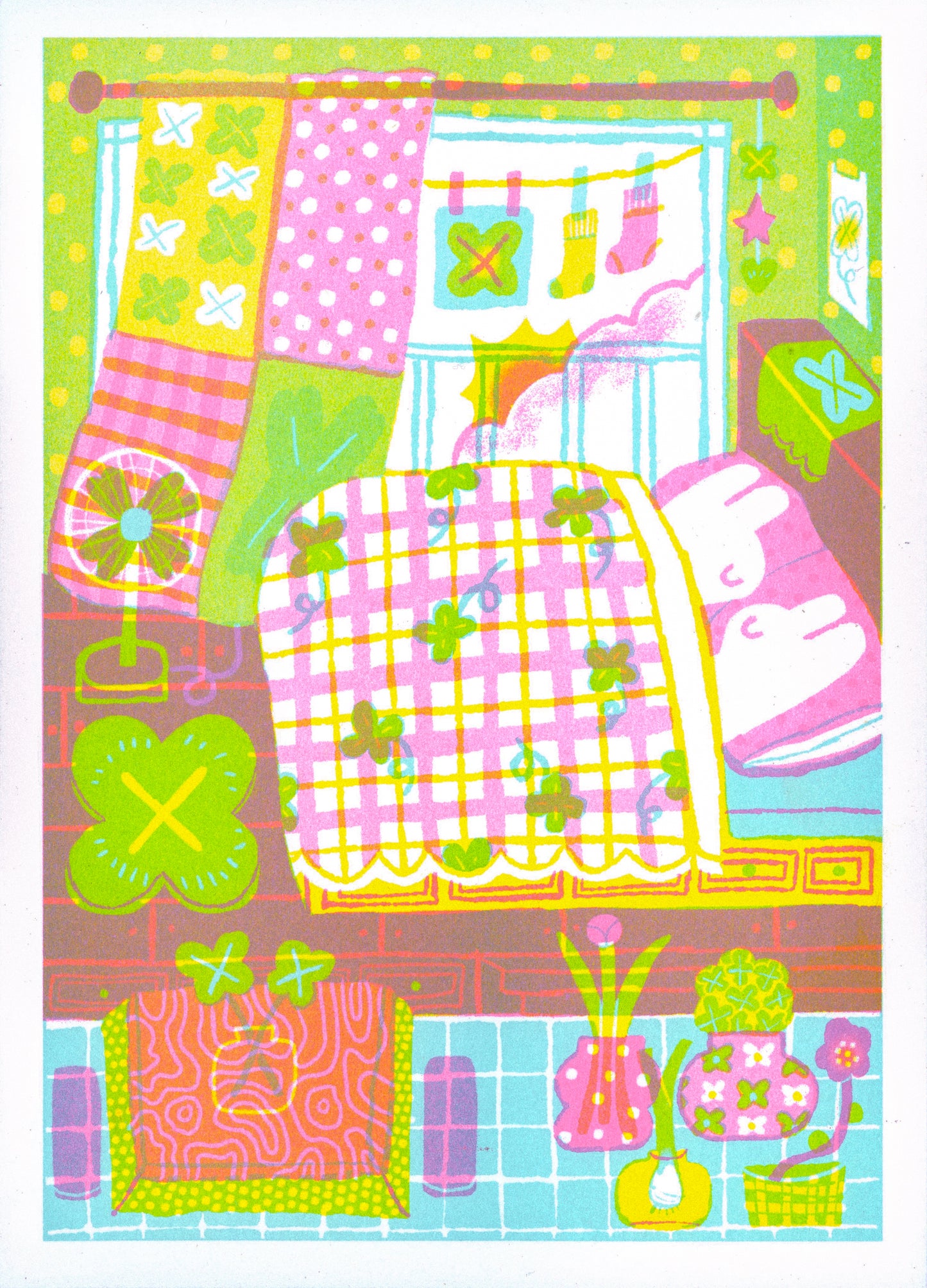 'Our Clover Room' 5x7 Risograph Print