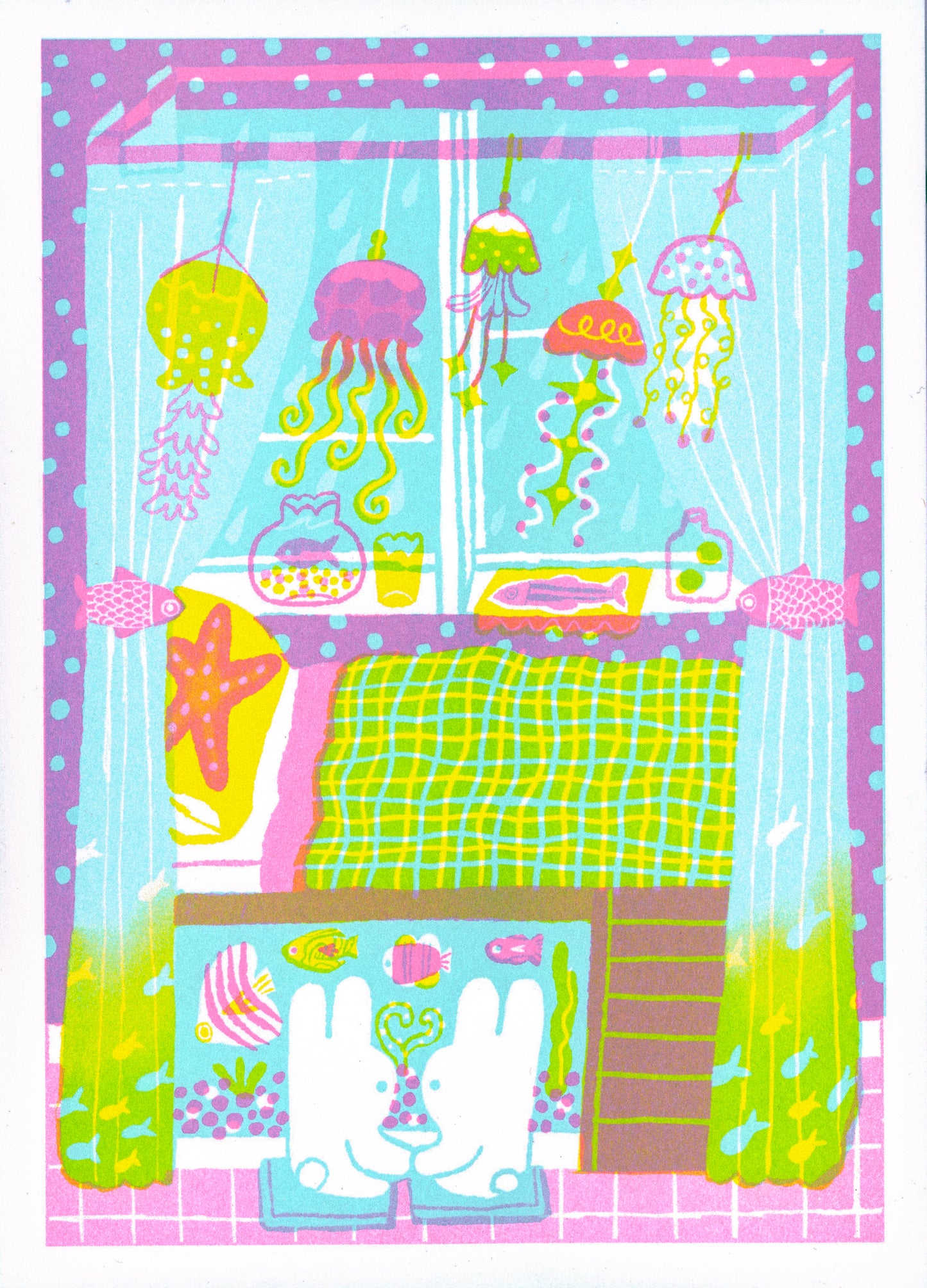 'Our Ocean Room' 5x7 Risograph Print