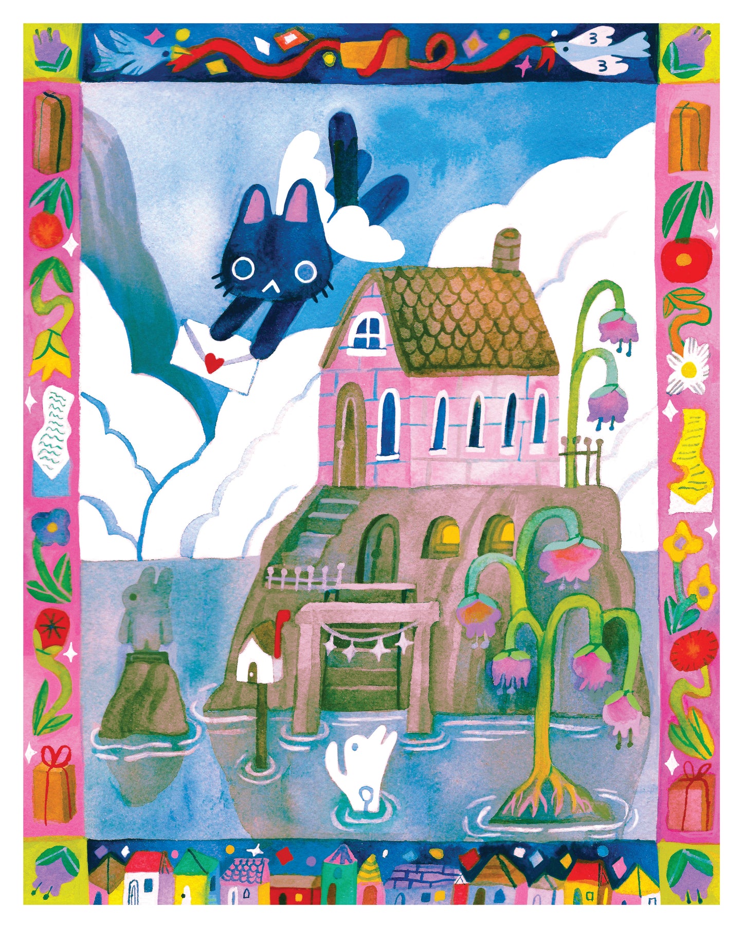'Delivering the Morning Mail' Art Print ~ 8x10