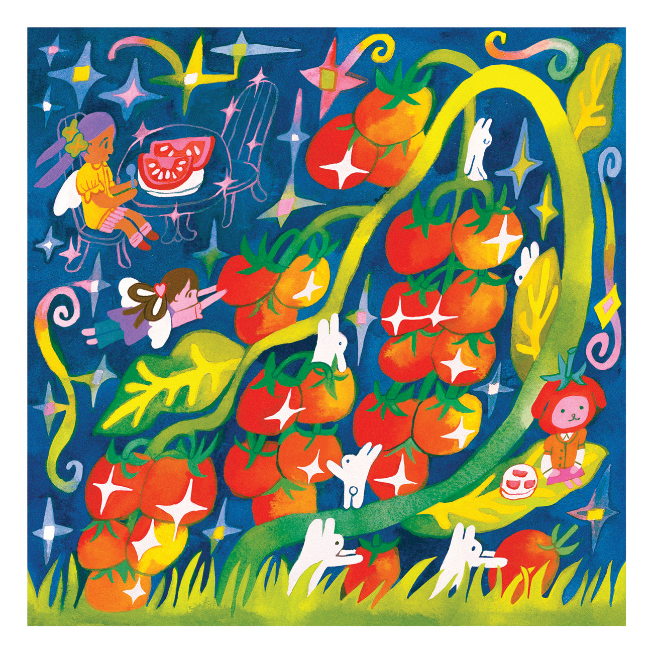 'Tomato Picking' Art Print ~ 6x6