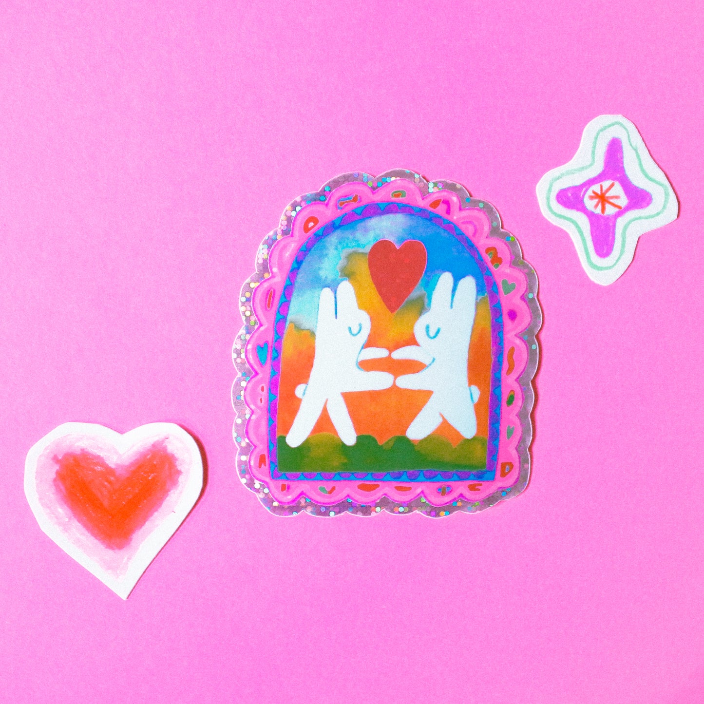 Valentine's Day 'Sunrise Dancing' Glitter Vinyl Sticker
