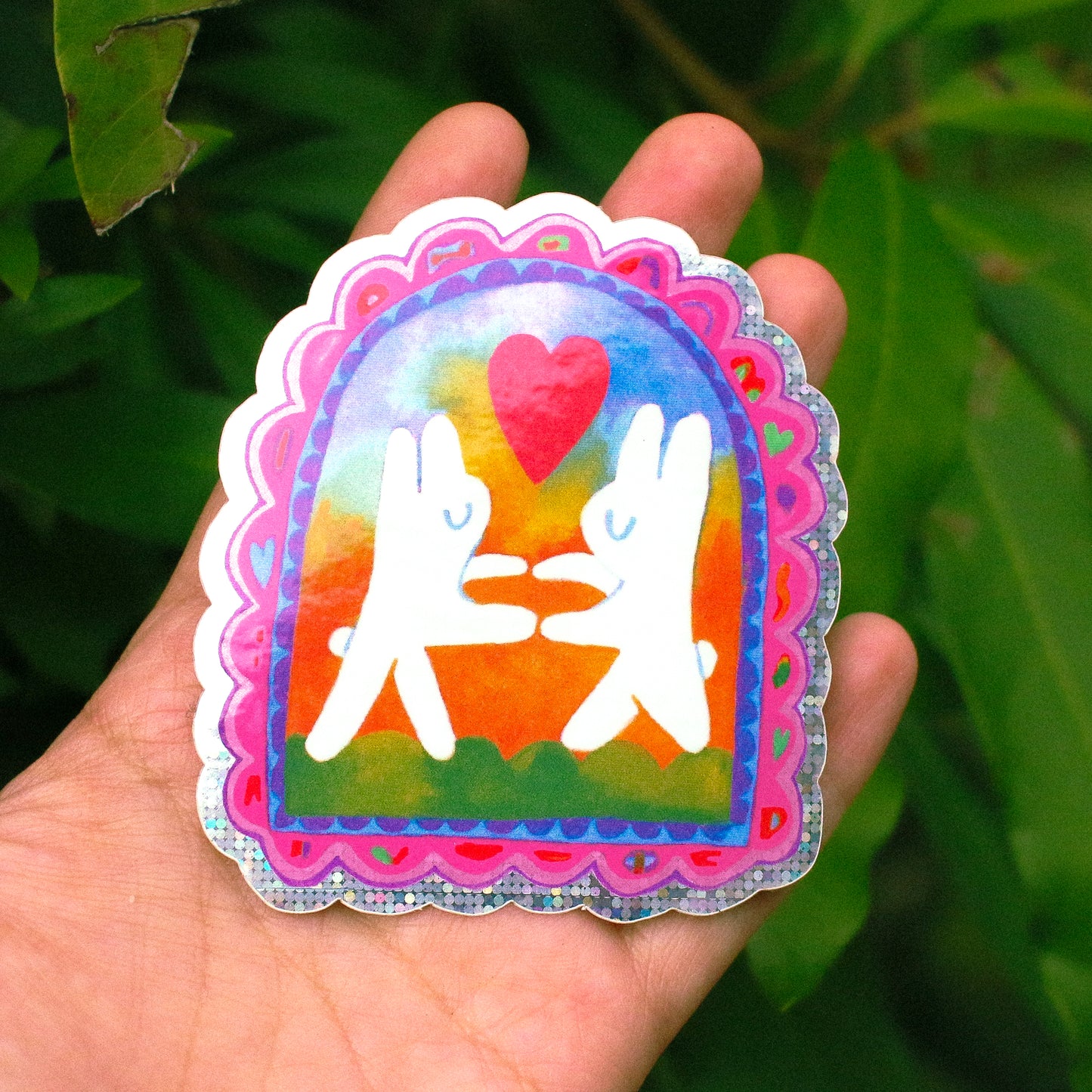 Valentine's Day 'Sunrise Dancing' Glitter Vinyl Sticker