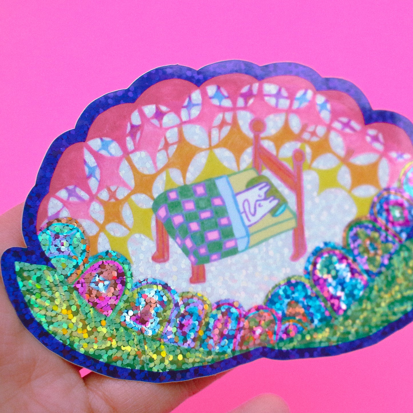 Midnight Garden 'Flower Bed' JUMBO (4 inch) Glitter Vinyl Sticker