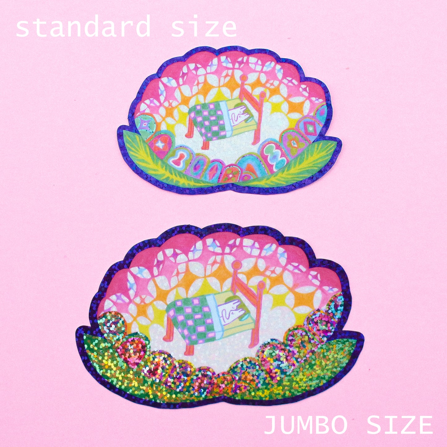 Midnight Garden 'Flower Bed' JUMBO (4 inch) Glitter Vinyl Sticker