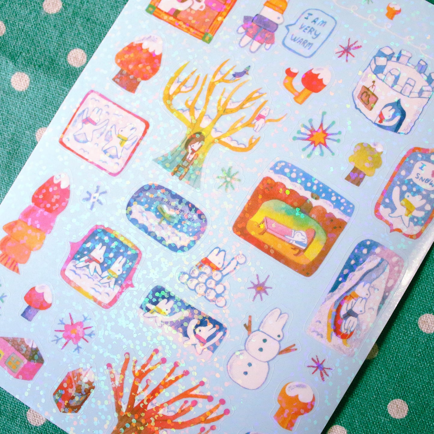 Cozy Winter 'Snow Day' Glitter Transparent Sticker Sheet