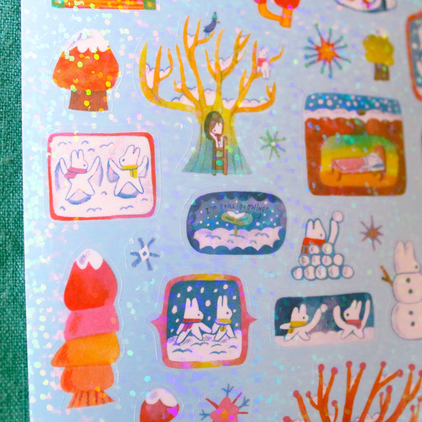 Cozy Winter 'Snow Day' Glitter Transparent Sticker Sheet