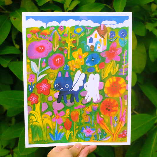 'Exploring the Cat's Home' Art Print ~ 8x10