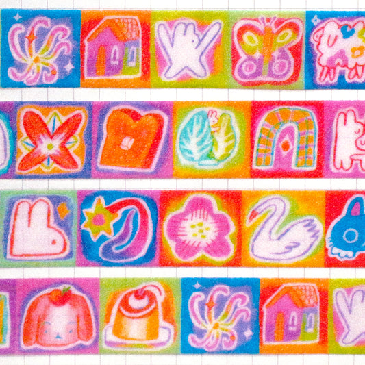 'Odd Rabbit Motifs' Glitter Washi Tape