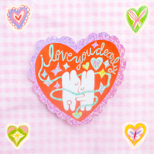 'I Love You Dearly' Glitter Vinyl Sticker