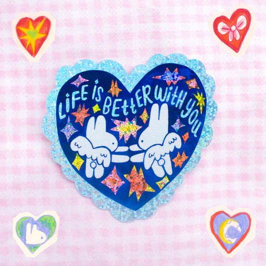 'Life is Better With You' Glitter Vinyl Sticker