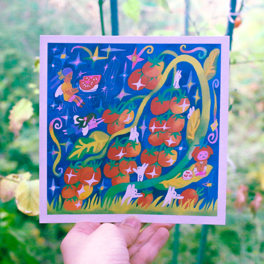 'Tomato Picking' Art Print ~ 6x6