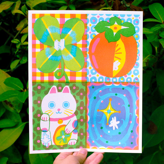 'A Lucky Life' Risograph Print ~ 8x10