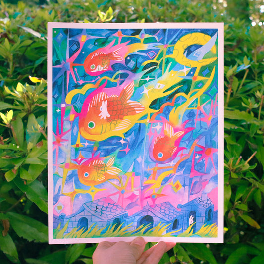 'Goldfish Shooting Star' Art Print ~ 8x10