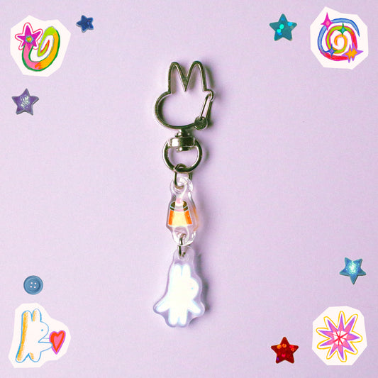 'Bunny & Flan' Glitter Acrylic Charm