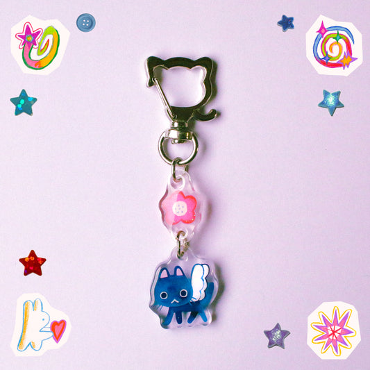 'Maebee & the Pink Flower' Glitter Acrylic Charm