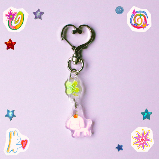 'Mimo & the Lucky Clover' Glitter Acrylic Charm