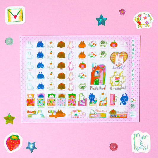 'Today I Feel...' Transparent Sticker Sheet ~ 102x132mm