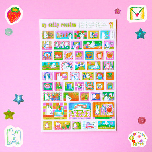 'My Daily Routine' Matte A6 Sticker Sheet