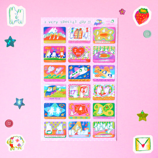 'A Very Special Day' Frosted Glitter Sticker Sheet (Two Sizes Available)