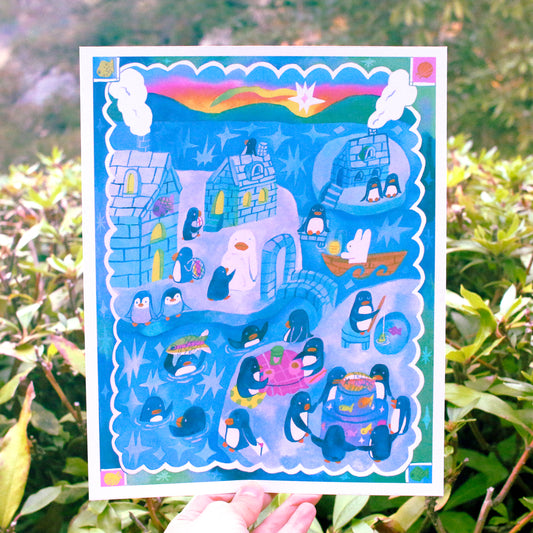 'Land of the Penguins' Art Print ~ 8x10