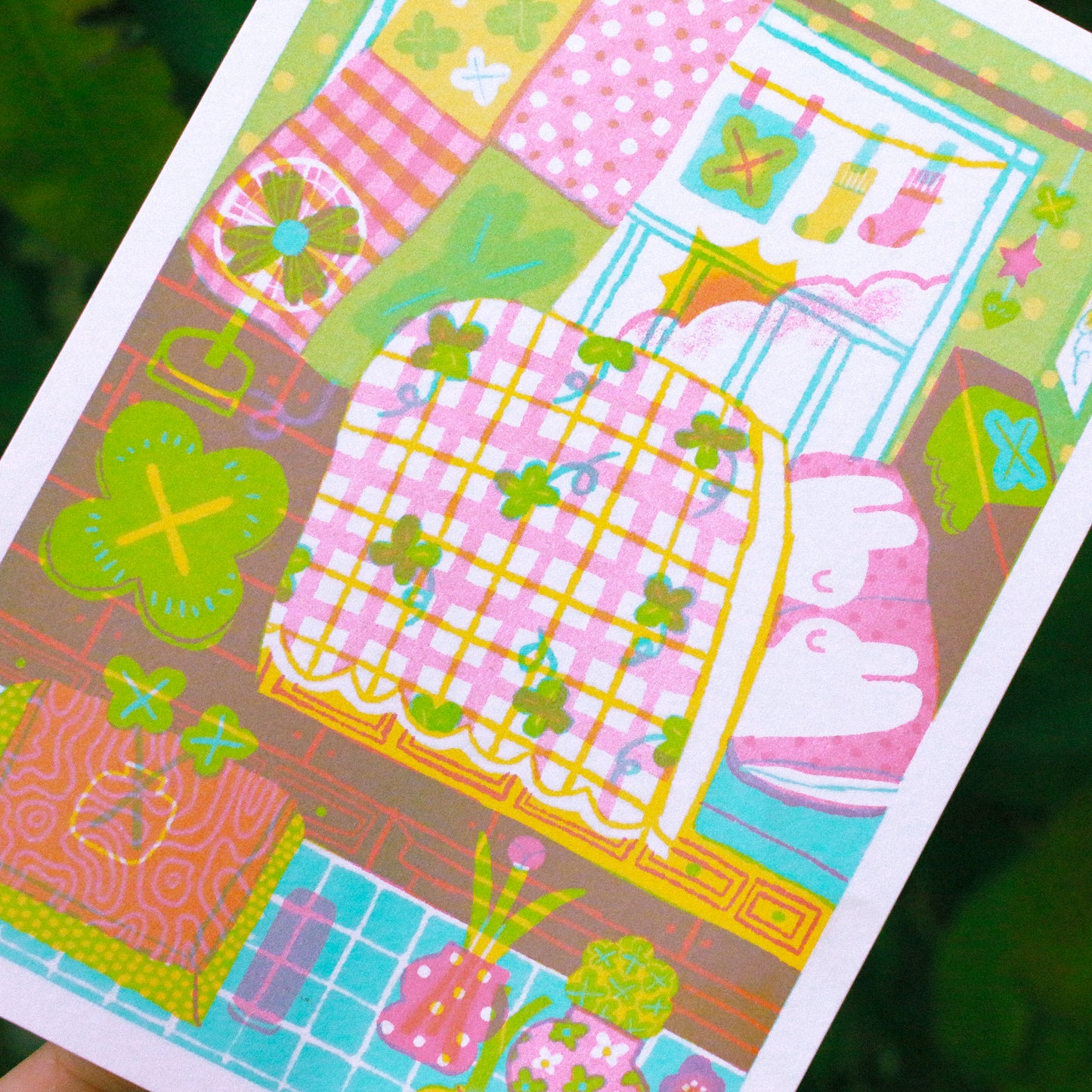 'Our Clover Room' 5x7 Risograph Print