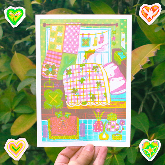 'Our Clover Room' 5x7 Risograph Print
