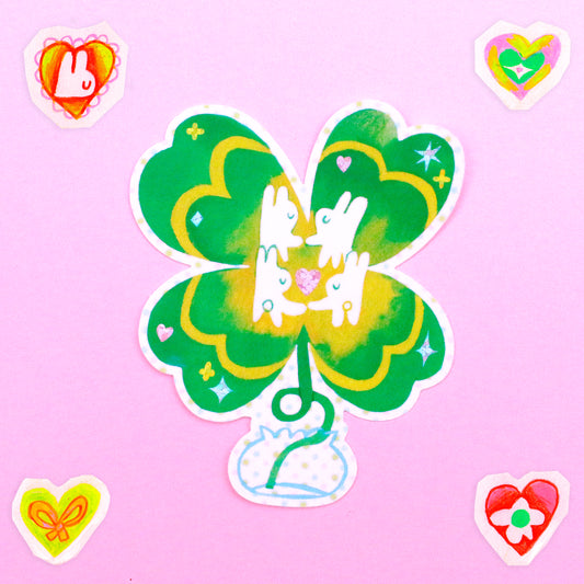 'Heart Clover' Glitter Vinyl Sticker