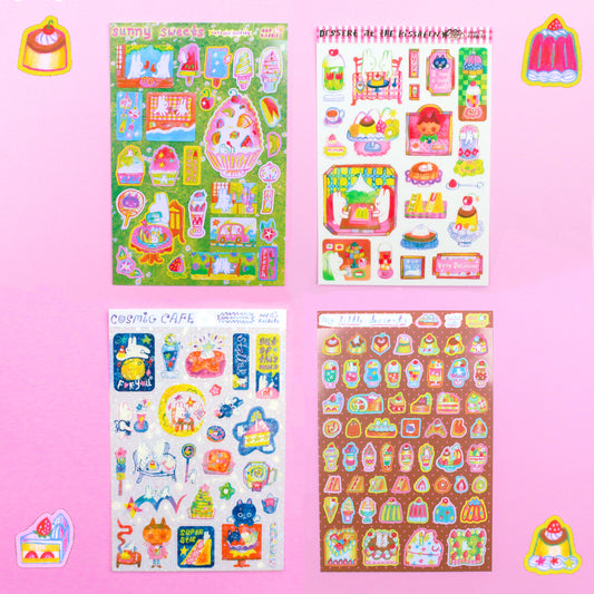 SET OF 4 ~ Odd Rabbits' Cafe Sticker Sheets