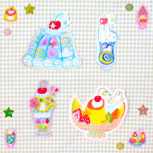 SET OF 4 ~ Odd Rabbits Cafe Vinyl Stickers