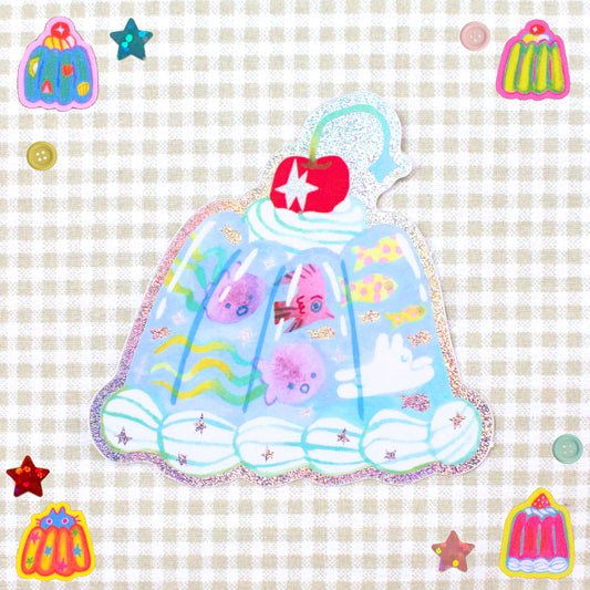 'Ocean Jelly' Glitter Vinyl Sticker