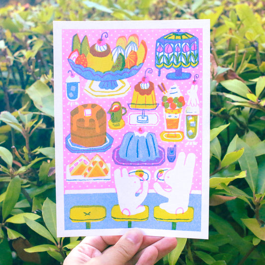 'Happiness is a Sweet Treat' Risograph Print ~ 5x7
