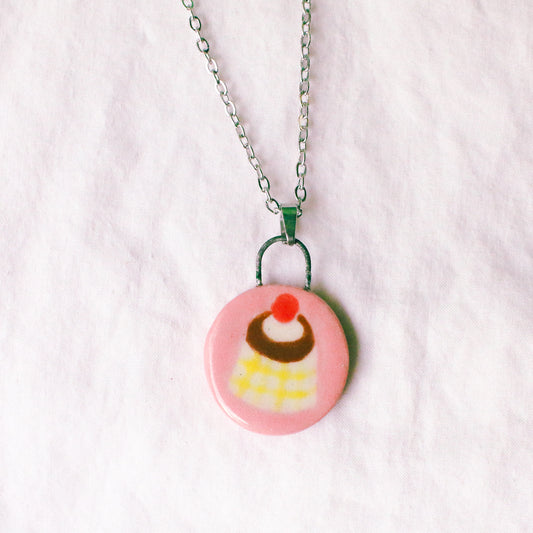 'Gingham Pudding' Handmade Ceramic Necklace