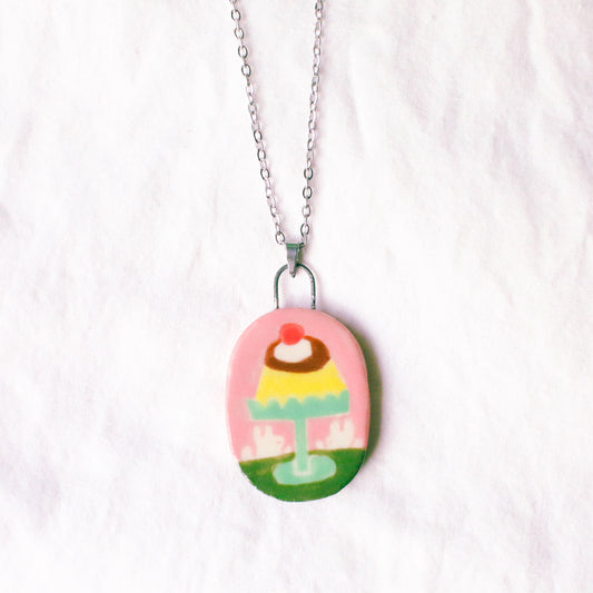 'Time to Eat the Giant Pudding' Handmade Ceramic Necklace