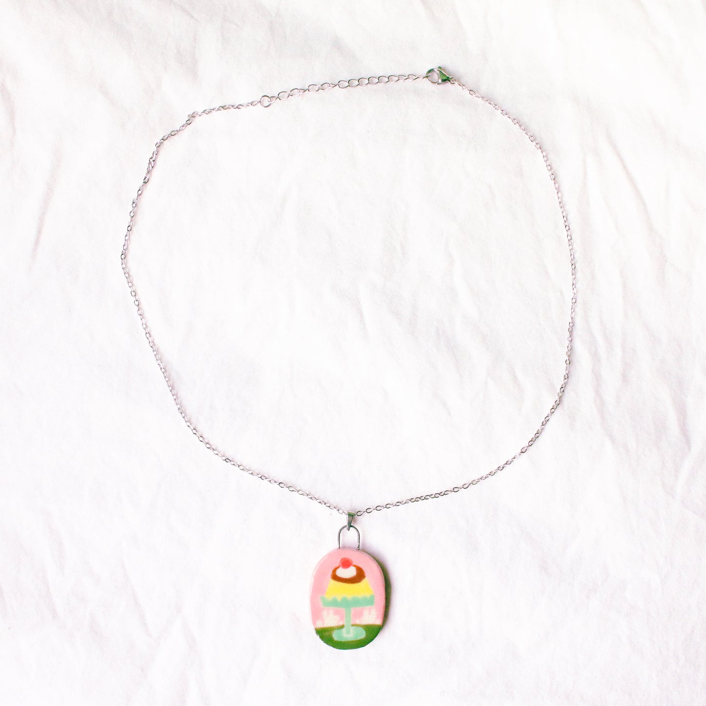 'Time to Eat the Giant Pudding' Handmade Ceramic Necklace