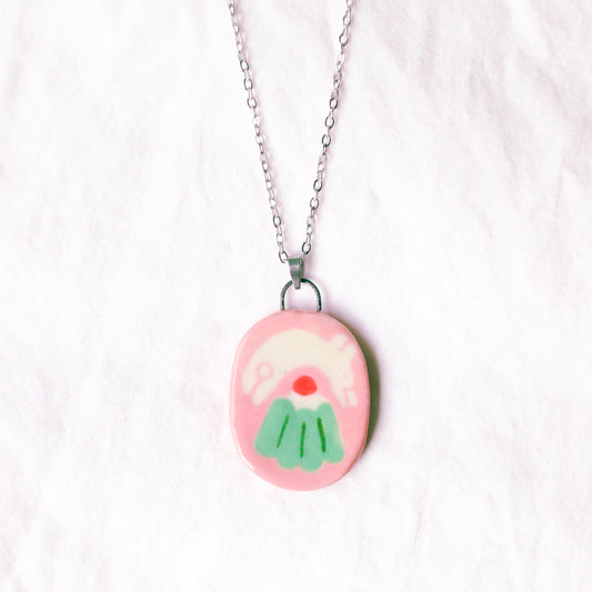 'Bunny Jumps Over Jelly' Handmade Ceramic Necklace