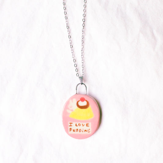 'I Love Pudding' Handmade Ceramic Necklace