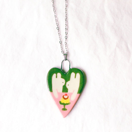 'Sharing a Pudding with You' Handmade Ceramic Necklace