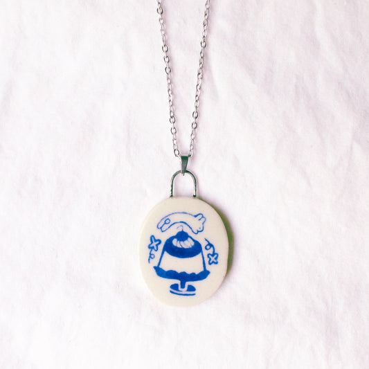 'Blue Pudding' Handmade Ceramic Necklace