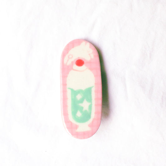 'Melon Soda' Handmade Ceramic Hair Clip (B-grade: Crazing)