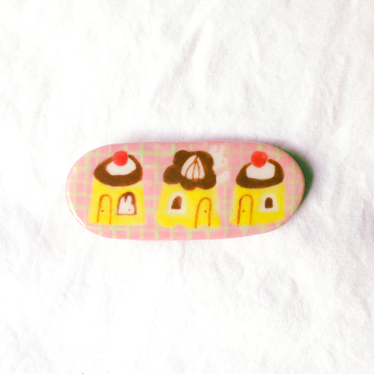 'Pudding Town' Handmade Ceramic Hair Clip (B-grade: Crazing)