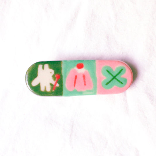 'Bunny, Jelly, Clover' Handmade Ceramic Hair Clip