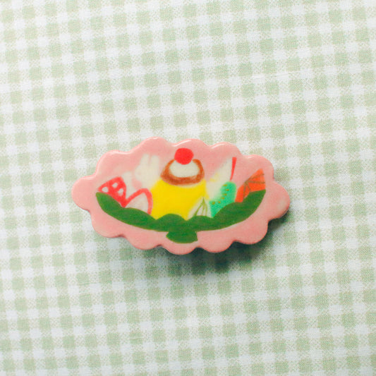 'Pudding a la Mode (Pink)' Handmade Ceramic Hair Clip
