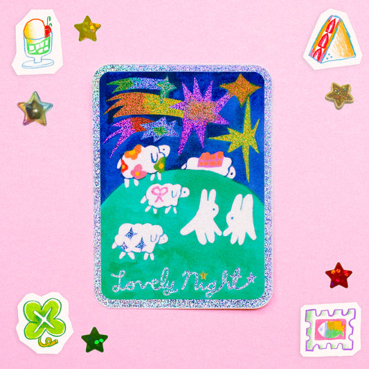 'Lovely Night' Glitter Vinyl Sticker
