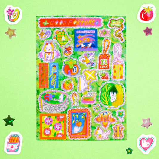 'Good Fortune' A6 Glitter Sticker Sheet
