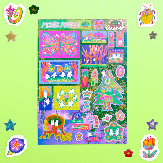 'Magic Forest' A6 Glitter Sticker Sheet