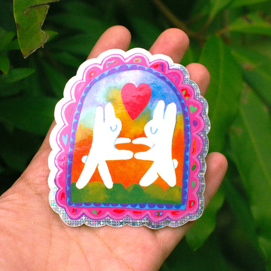 Valentine's Day 'Sunrise Dancing' Glitter Vinyl Sticker